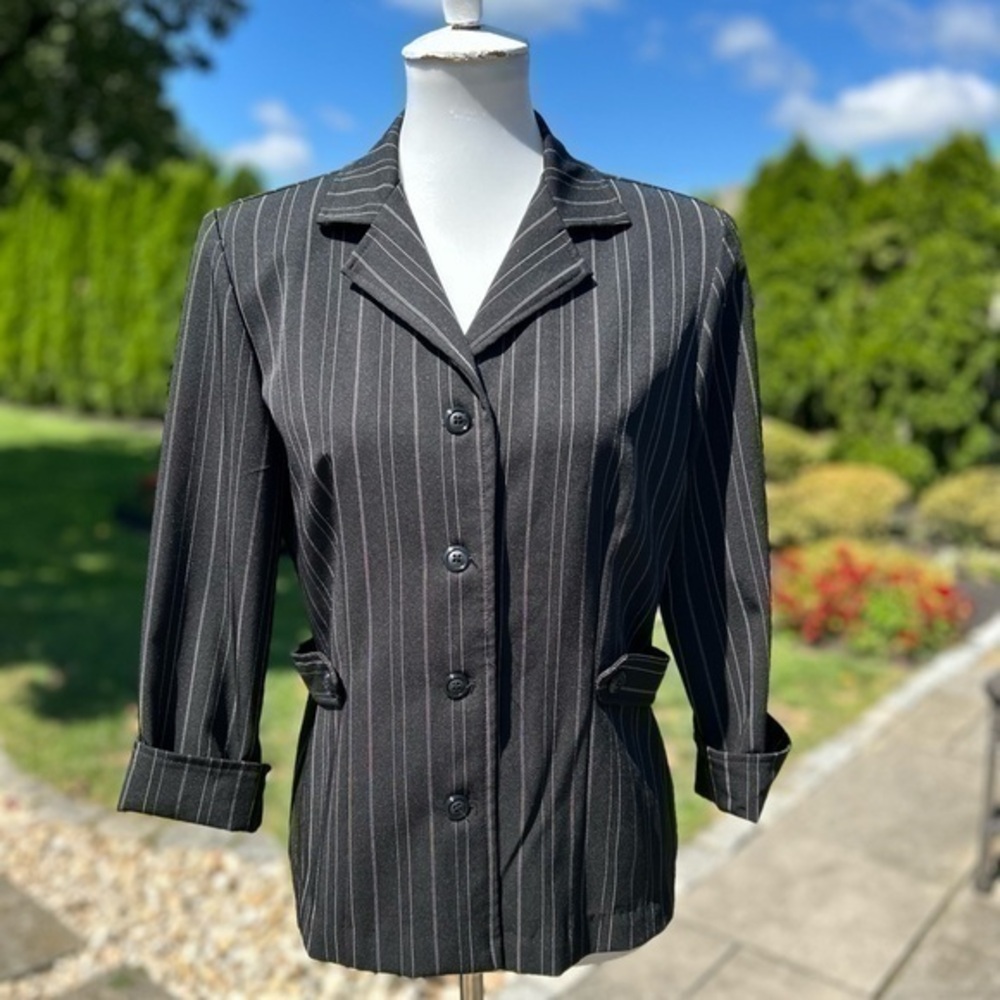 Black pinstripe blazer
